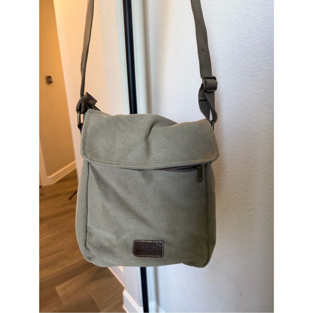 Casual Men's Messenger Bag in Olive Green Canvas
